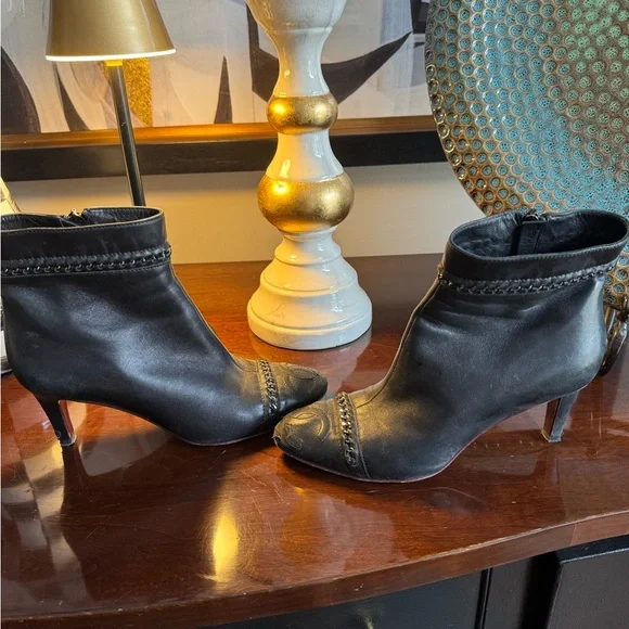 CHANEL Black Leather Ankle Booties - Picture 7 of 12